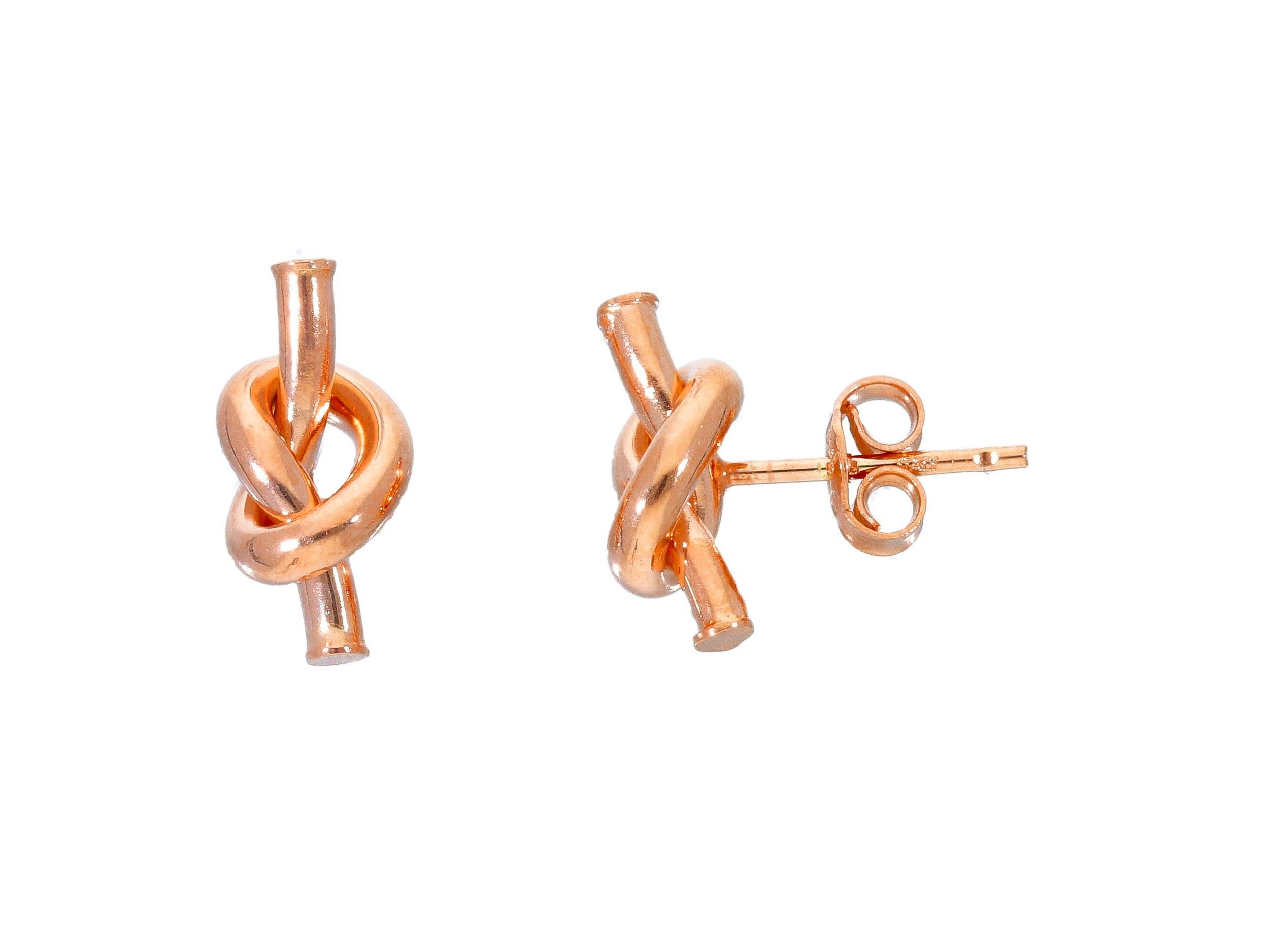 Rose gold knot earrings 14k (code S243475)